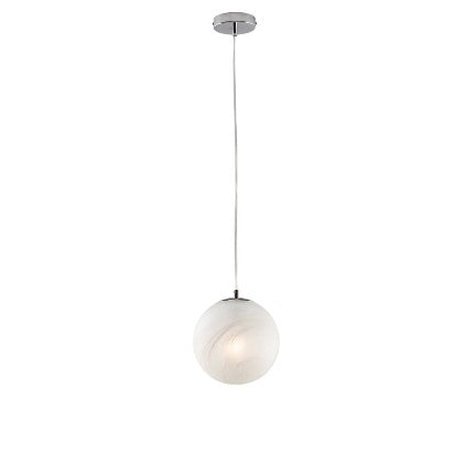 Lampada a Sospensione Moderna in Ferro con Sfera in Vetro – Cromo Lucido
