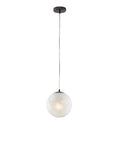 Lampada a Sospensione Moderna in Ferro con Sfera in Vetro – Cromo Nero