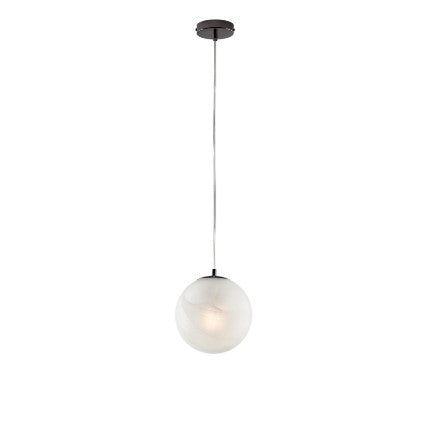Lampada a Sospensione Moderna in Ferro con Sfera in Vetro – Cromo Nero