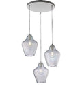 Lampada a Sospensione Moderna con Vetro Soffiato Trasparente, Grigio o Ambra – Trasparente – 3 luci
