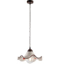 Lampada a Sospensione Vintage in Ferro con Diffusori in Ceramica Decorata – Nero / Ruggine