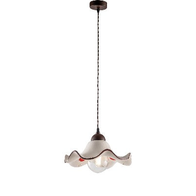 Lampada a Sospensione Vintage in Ferro con Diffusori in Ceramica Decorata – Nero / Ruggine