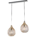 Lampada a Sospensione Moderna con Vetro Soffiato Effetto Cristallo – Ambra – 2 luci su binario