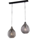 Lampada a Sospensione Moderna con Vetro Soffiato Effetto Cristallo – Grigio Specchiato – 2 luci su binario