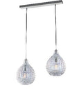 Lampada a Sospensione Moderna con Vetro Soffiato Effetto Cristallo – Trasparente – 2 luci su binario