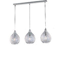 Lampada a Sospensione Moderna con Vetro Soffiato Effetto Cristallo – Trasparente – 3 luci su binario