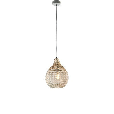 Lampada a Sospensione Moderna con Vetro Soffiato Effetto Cristallo – Ambra – 1 luce