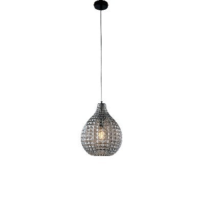 Lampada a Sospensione Moderna con Vetro Soffiato Effetto Cristallo – Grigio Specchiato – 1 luce