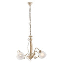 Lampadario Vintage in Ferro Marrone o Avorio e Oro con Vetri Alabastro – Avorio / Oro – 3 luci
