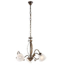 Lampadario Vintage in Ferro Marrone o Avorio e Oro con Vetri Alabastro – Marrone / Oro – 3 luci