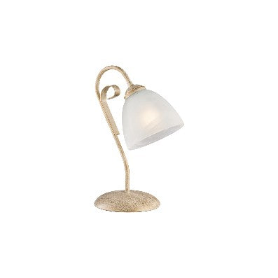 Lampada da Tavolo Vintage in Ferro Marrone o Avorio e Oro con Vetri Alabastro – Avorio / Oro