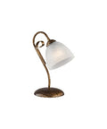 Lampada da Tavolo Vintage in Ferro Marrone o Avorio e Oro con Vetri Alabastro – Marrone / Oro