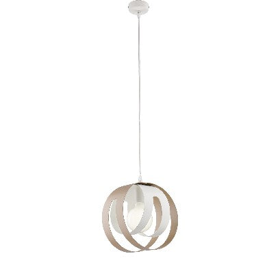Lampada a Sospensione Moderna in Ferro Traforato Bianco e Tortora o Grigio – Bianco / Tortora – 1 luce