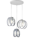 Lampada a Sospensione Moderna in Ferro Traforato Bianco e Tortora o Grigio – Bianco / Grigio – 3 luci rosone tondo
