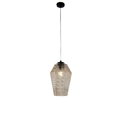 Lampada a Sospensione Moderna con Vetro Soffiato Trasparente, Grigio o Ambra – Ambra – 1 luce
