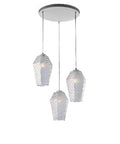 Lampada a Sospensione Moderna con Vetro Soffiato Trasparente, Grigio o Ambra – Trasparente – 3 luci