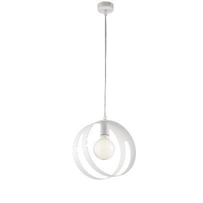 Lampada a Sospensione Moderna in Ferro con Fascia Traforata – Bianco – 1 luce