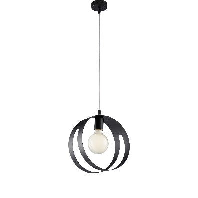 Lampada a Sospensione Moderna in Ferro con Fascia Traforata – Nero – 1 luce