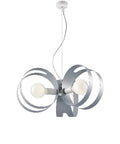Lampada a Sospensione Moderna in Ferro con Fascia Traforata – Bianco / Grigio – 3 luci