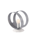 Lampada da Tavolo Moderna in Ferro con Fascia Traforata – Bianco / Grigio