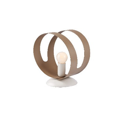 Lampada da Tavolo Moderna in Ferro con Fascia Traforata – Bianco / Tortora