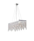 Lampada a Sospensione Classica in Ottone e Ferro Cromato con Strass – Cromo Lucido – 4 luci