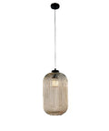 Lampada a Sospensione Moderna con Vetro Soffiato Trasparente, Grigio o Ambra – Ambra – 1 luce