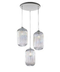 Lampada a Sospensione Moderna con Vetro Soffiato Trasparente, Grigio o Ambra – Trasparente – 3 luci