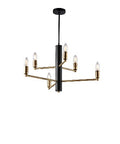 Lampada a Sospensione Moderna in Ferro Nero e Ottone Brunito – Nero – 6 luci