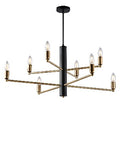 Lampada a Sospensione Moderna in Ferro Nero e Ottone Brunito – Nero – 8 luci