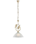 Lampadario Classico in Ferro Bianco e Argento o Avorio e Oro con Vetri Alabastro – Avorio / Oro – 1 luce