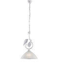 Lampadario Classico in Ferro Bianco e Argento o Avorio e Oro con Vetri Alabastro – Bianco / Argento – 1 luce