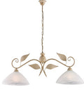 Lampadario Classico in Ferro Bianco e Argento o Avorio e Oro con Vetri Alabastro – Avorio / Oro – 2 luci