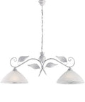 Lampadario Classico in Ferro Bianco e Argento o Avorio e Oro con Vetri Alabastro – Bianco / Argento – 2 luci