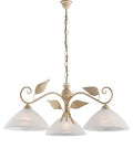 Lampadario Classico in Ferro Bianco e Argento o Avorio e Oro con Vetri Alabastro – Avorio / Oro – 3 luci