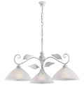 Lampadario Classico in Ferro Bianco e Argento o Avorio e Oro con Vetri Alabastro – Bianco / Argento – 3 luci