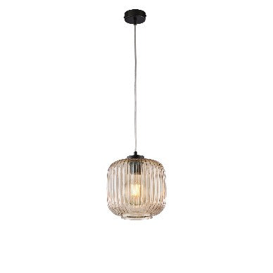 Lampada a Sospensione Moderna con Vetro Soffiato Grigio Specchiato o Ambra – Ambra