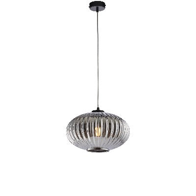 Lampada a Sospensione Moderna con Vetro Soffiato Grigio Specchiato o Ambra – Grigio Specchiato