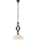 Lampadario Vintage in Ferro Nero Ruggine o Avorio Decapé con Vetri Bianchi e Ambra – Nero / Ruggine – 1 luce