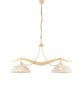 Lampadario Vintage in Ferro Nero Ruggine o Avorio Decapé con Vetri Bianchi e Ambra – Avorio / Decapè – 2 luci
