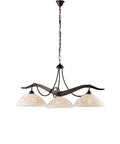 Lampadario Vintage in Ferro Nero Ruggine o Avorio Decapé con Vetri Bianchi e Ambra – Nero / Ruggine – 3 luci