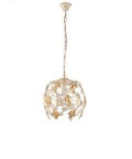 Lampadario Shabby Chic in Ferro Bianco o Avorio e Oro con Strass – Avorio / Oro – 1 luce