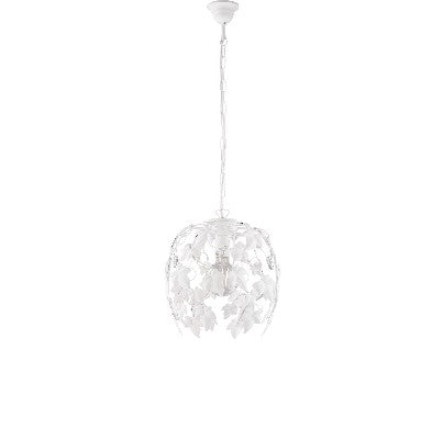 Lampadario Shabby Chic in Ferro Bianco o Avorio e Oro con Strass – Bianco Shabby – 1 luce