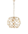 Lampadario Shabby Chic in Ferro Bianco o Avorio e Oro con Strass – Avorio / Oro – 3 luci