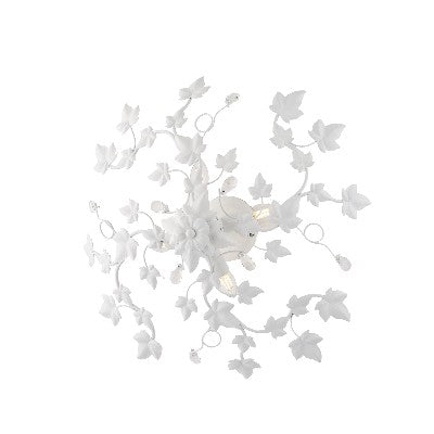 Plafoniera Shabby Chic in Ferro Bianco o Avorio e Oro con Strass – Bianco Shabby – 4 luci