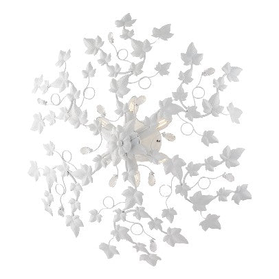 Plafoniera Shabby Chic in Ferro Bianco o Avorio e Oro con Strass – Bianco Shabby – 6 luci