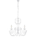 Lampadario Shabby Chic in Ferro Bianco o Avorio e Oro con Strass – Bianco Shabby – 3 luci