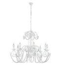 Lampadario Shabby Chic in Ferro Bianco o Avorio e Oro con Strass – Bianco Shabby – 8 luci