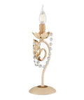 Lampada da Tavolo Shabby Chic in Ferro Bianco o Avorio e Oro con Strass – Avorio / Oro