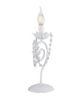 Lampada da Tavolo Shabby Chic in Ferro Bianco o Avorio e Oro con Strass – Bianco Shabby